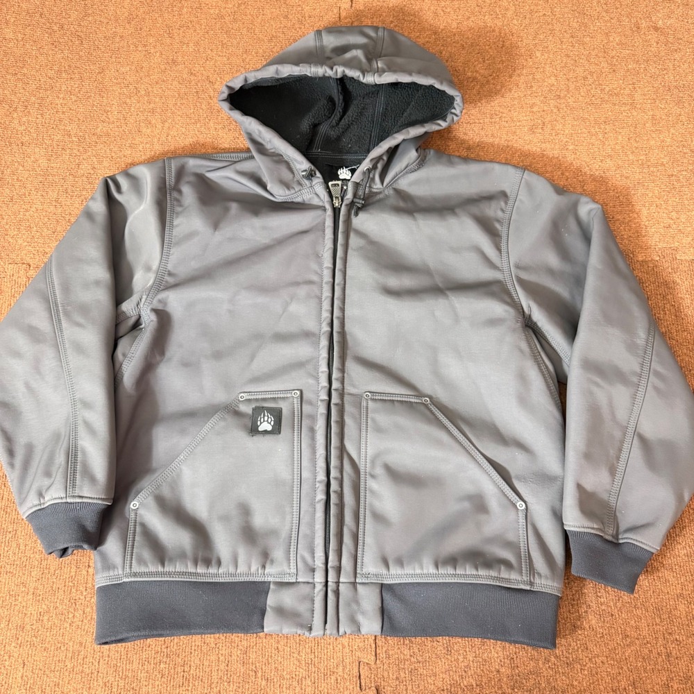 Alaskan Hardgear Duluth Trading Co Mens Gray Fleece Lined Hooded Jacket Large A+